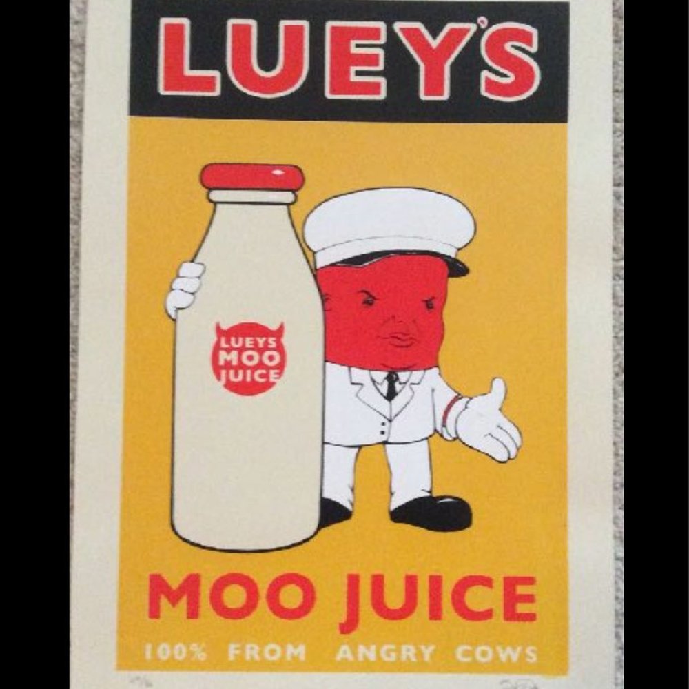 Bob Dob Signed and Numbered "Lueys Moo Juice" Limited Edition Print Poster